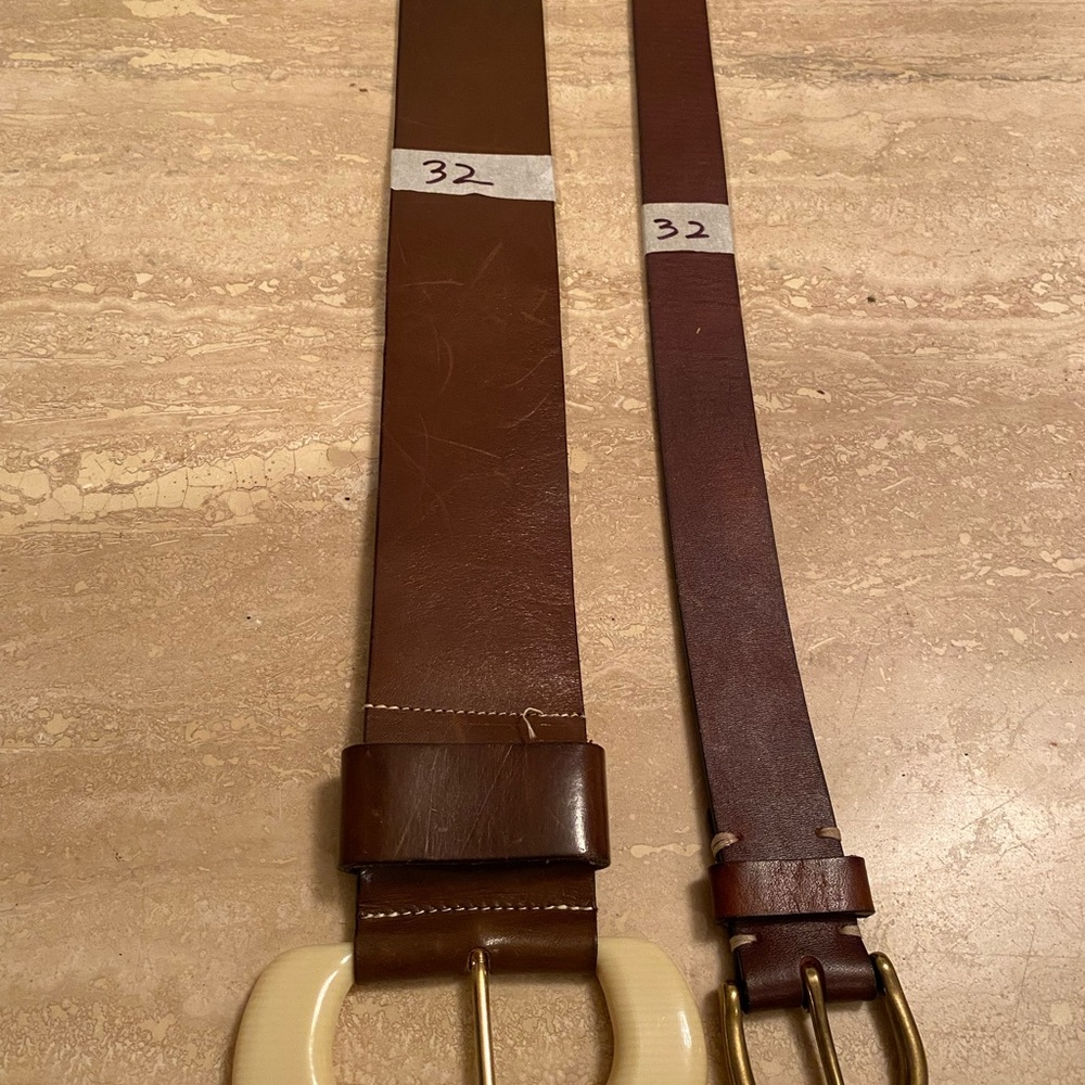 Set of two woman’s Vintage Leather belts brown cow leather